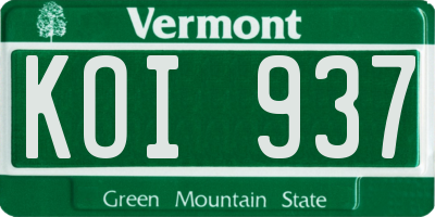 VT license plate KOI937