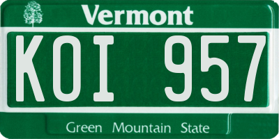 VT license plate KOI957