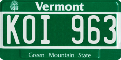 VT license plate KOI963