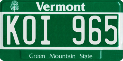 VT license plate KOI965