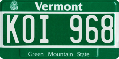 VT license plate KOI968