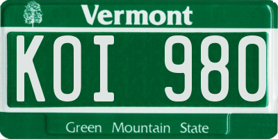 VT license plate KOI980
