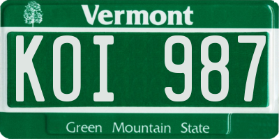 VT license plate KOI987
