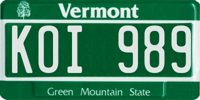 VT license plate KOI989