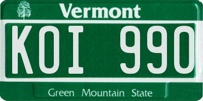 VT license plate KOI990