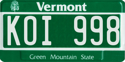 VT license plate KOI998