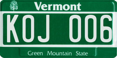 VT license plate KOJ006