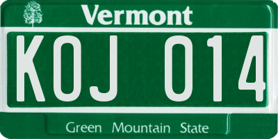 VT license plate KOJ014