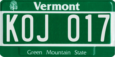 VT license plate KOJ017