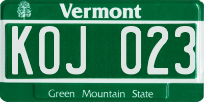 VT license plate KOJ023