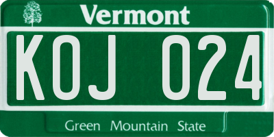 VT license plate KOJ024