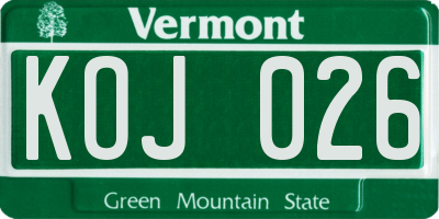 VT license plate KOJ026