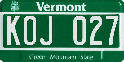 VT license plate KOJ027