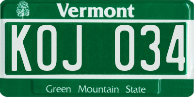 VT license plate KOJ034