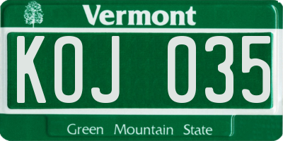 VT license plate KOJ035