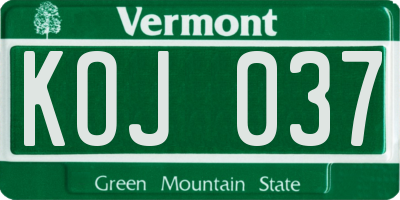 VT license plate KOJ037