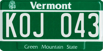 VT license plate KOJ043