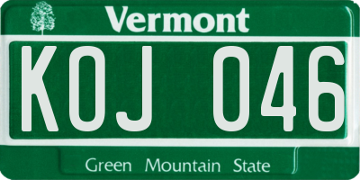 VT license plate KOJ046