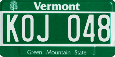 VT license plate KOJ048