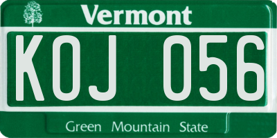 VT license plate KOJ056