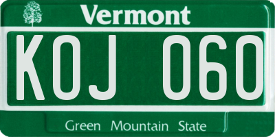 VT license plate KOJ060