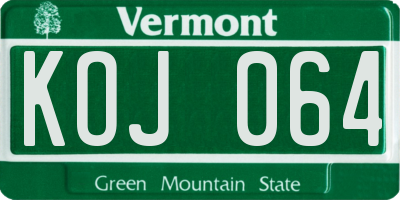 VT license plate KOJ064