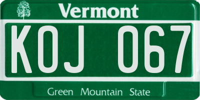 VT license plate KOJ067
