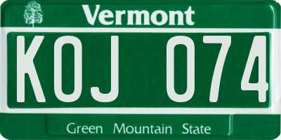 VT license plate KOJ074