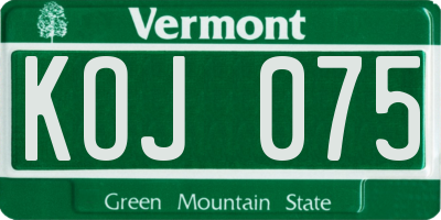 VT license plate KOJ075