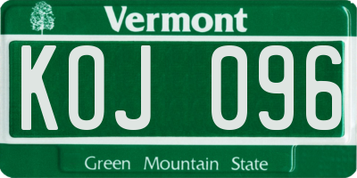 VT license plate KOJ096