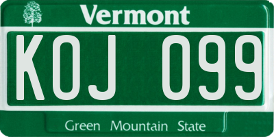 VT license plate KOJ099