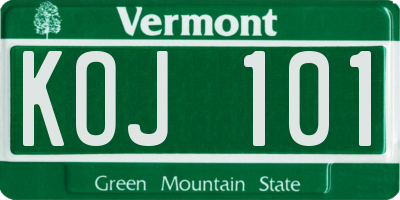 VT license plate KOJ101