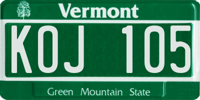 VT license plate KOJ105