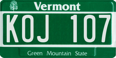 VT license plate KOJ107