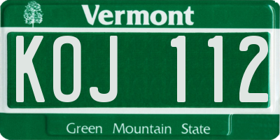 VT license plate KOJ112