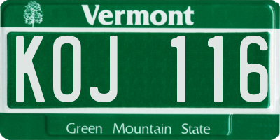 VT license plate KOJ116