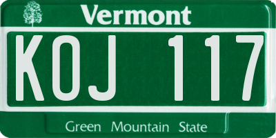 VT license plate KOJ117