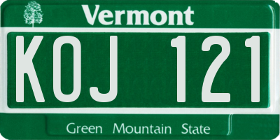 VT license plate KOJ121