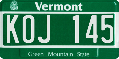 VT license plate KOJ145