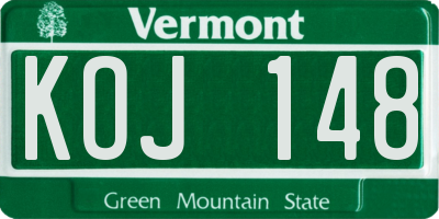 VT license plate KOJ148