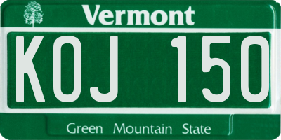 VT license plate KOJ150