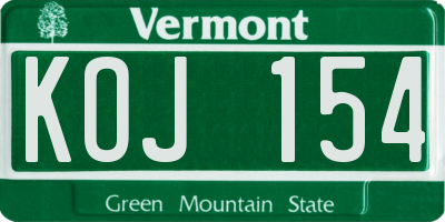 VT license plate KOJ154