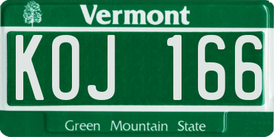 VT license plate KOJ166
