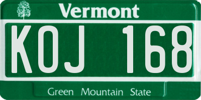 VT license plate KOJ168