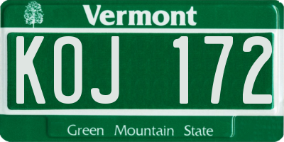 VT license plate KOJ172