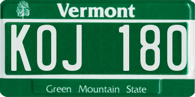 VT license plate KOJ180