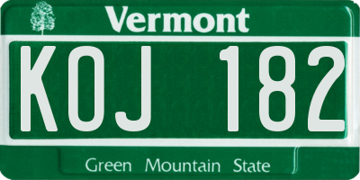 VT license plate KOJ182