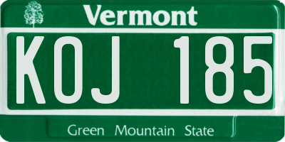 VT license plate KOJ185