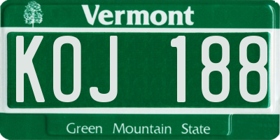VT license plate KOJ188
