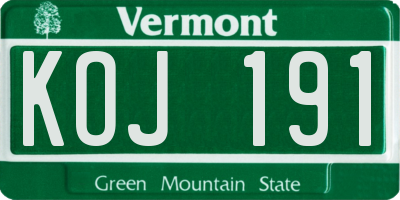 VT license plate KOJ191